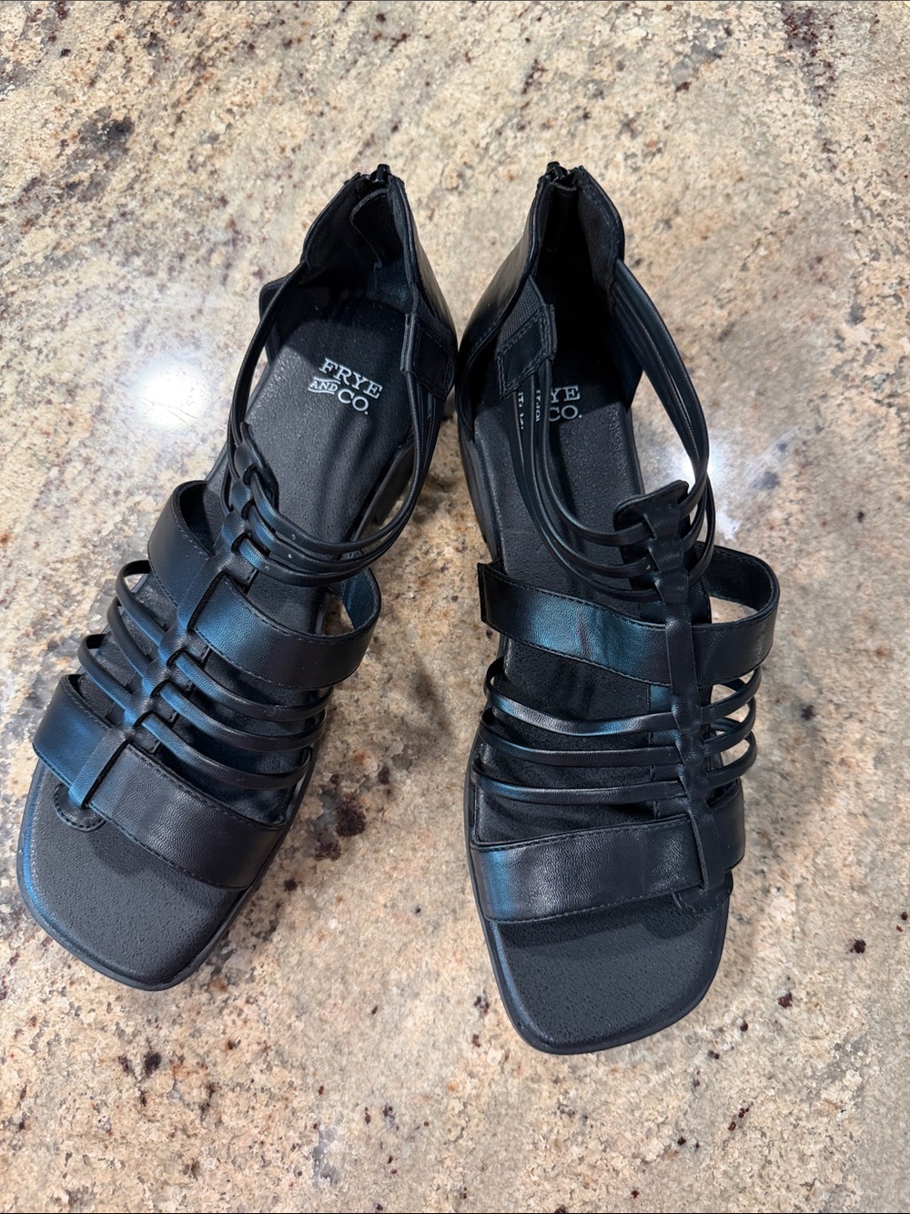 Frye BlackTEAGHAN Strappy Zip-Back Sandals